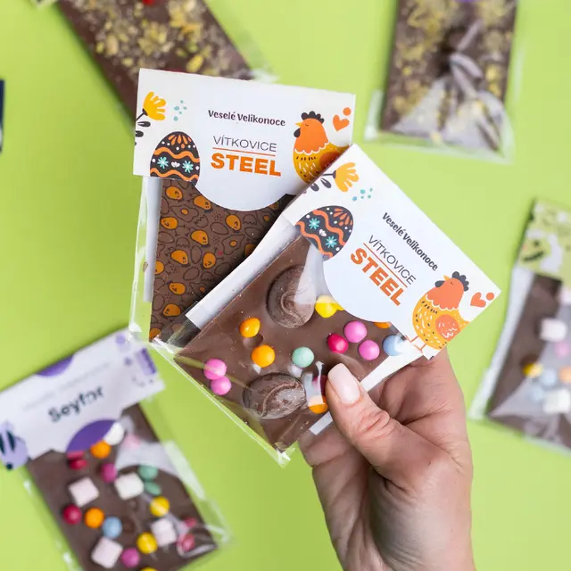 Velikonoční čokoláda s vlastní etiketou